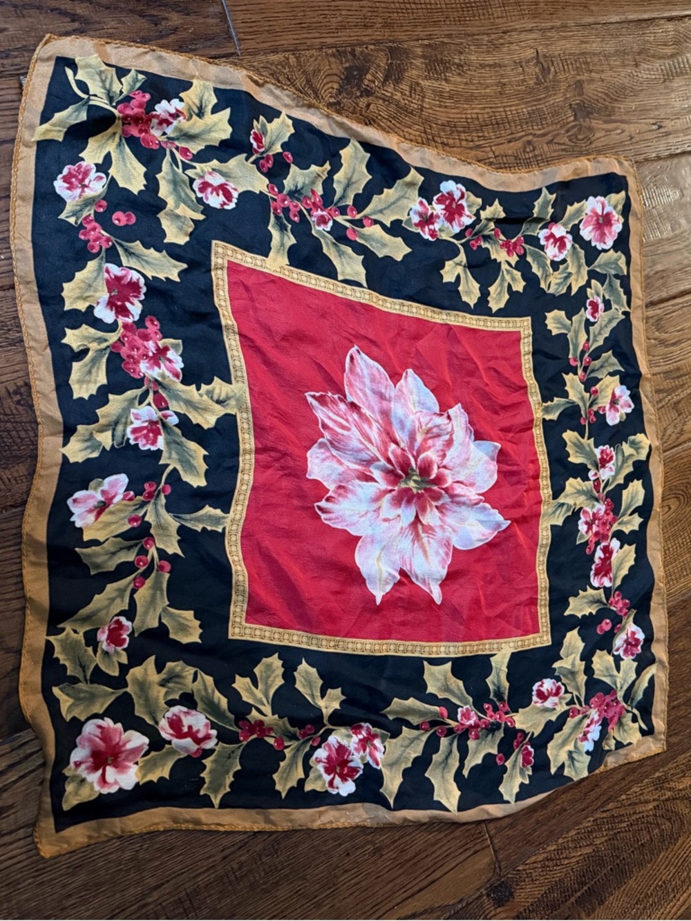 Collection XIIX Floral Holiday Poinsettia Silk Scarf